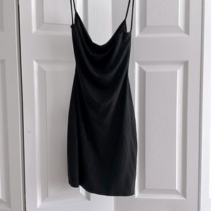 Black semi shimmery dress, half open back